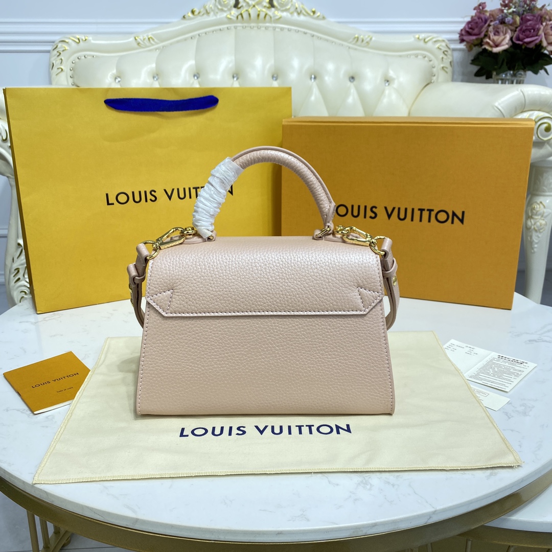 Louis Vuitton TWIST ONE HANDLE MM Handbag Taurillon Leather M57092 Greige